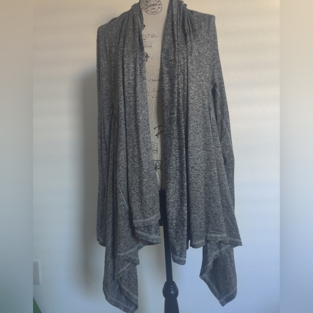 Black & Gray buttery soft oversized Lagenlook cozycore cardigan sweater_Small